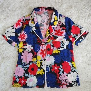 Alice + Olivia Button Down Collared Floral Pajama Top- Size Small
